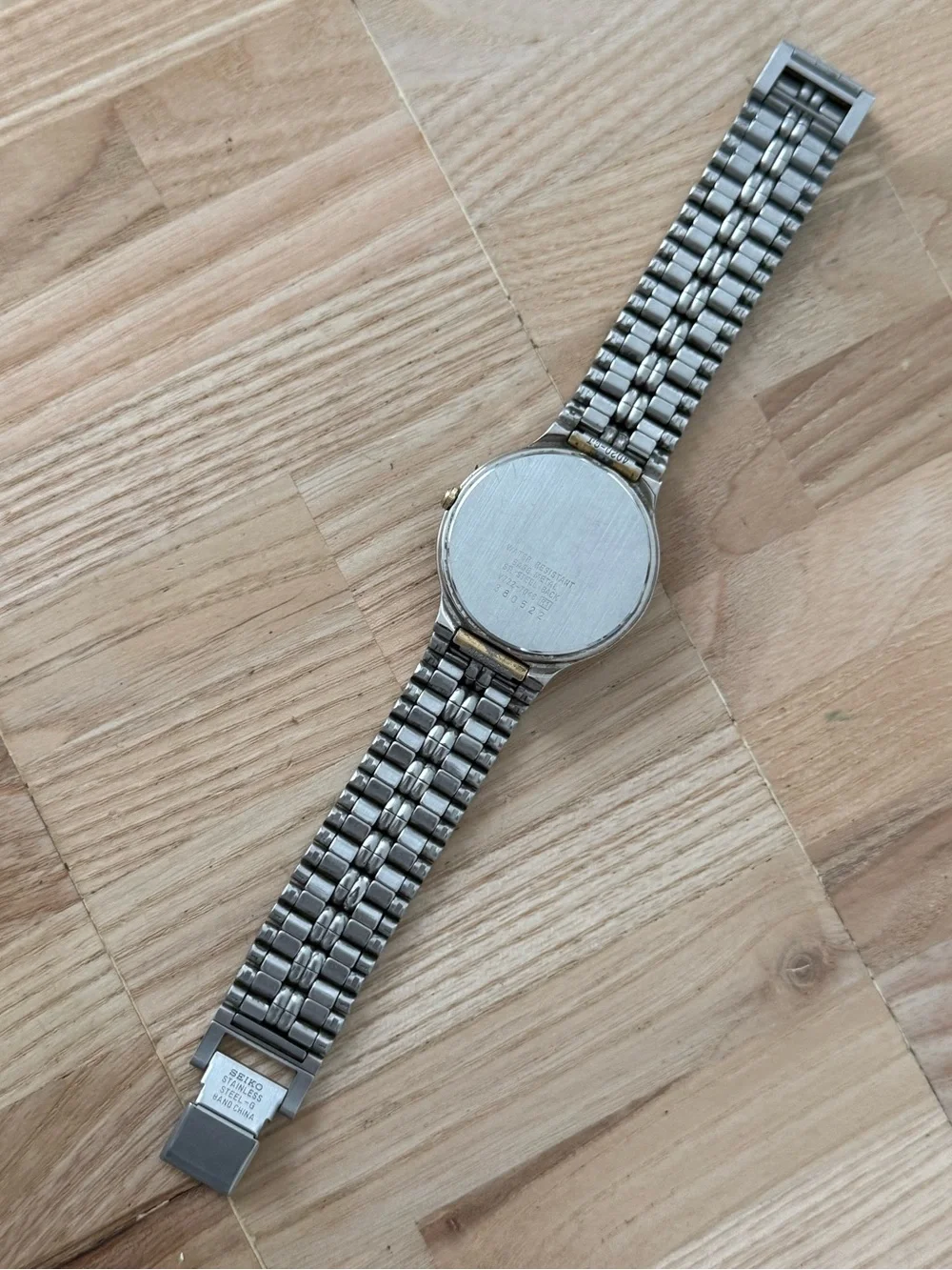 Seiko Vintage Watch Two-Tone Bracelet Case Gray Dial Date Window New Crystal